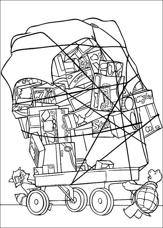 Coloriage - Chariot avec un bien précieux