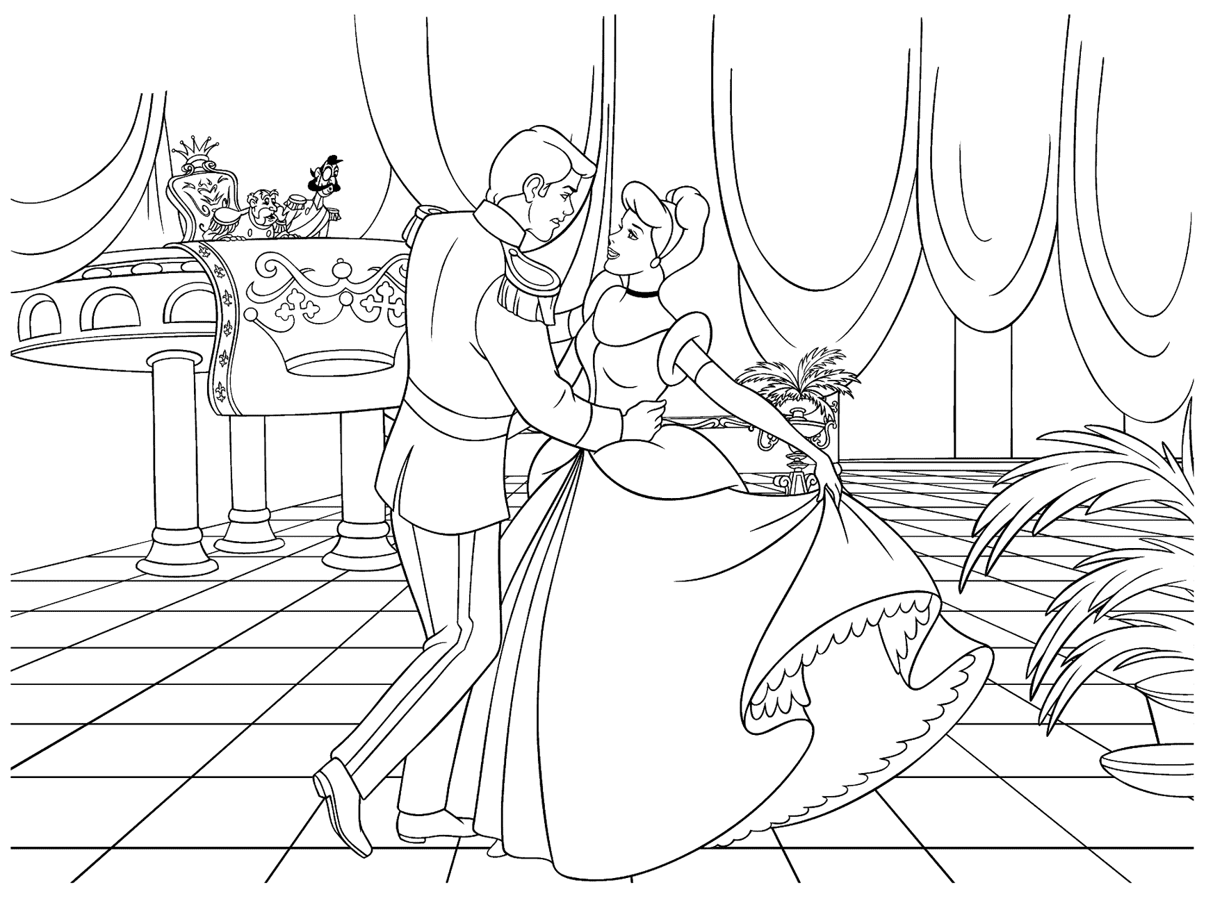 Coloriage  Cendrillon et le prince danse