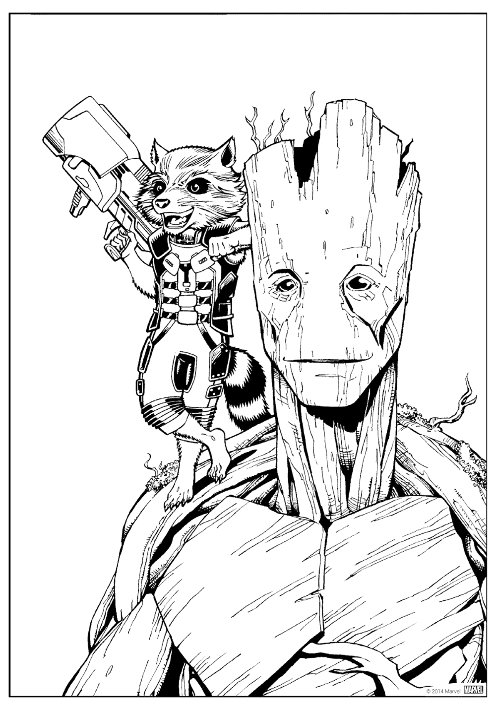 Coloriage - Rocket et Groot