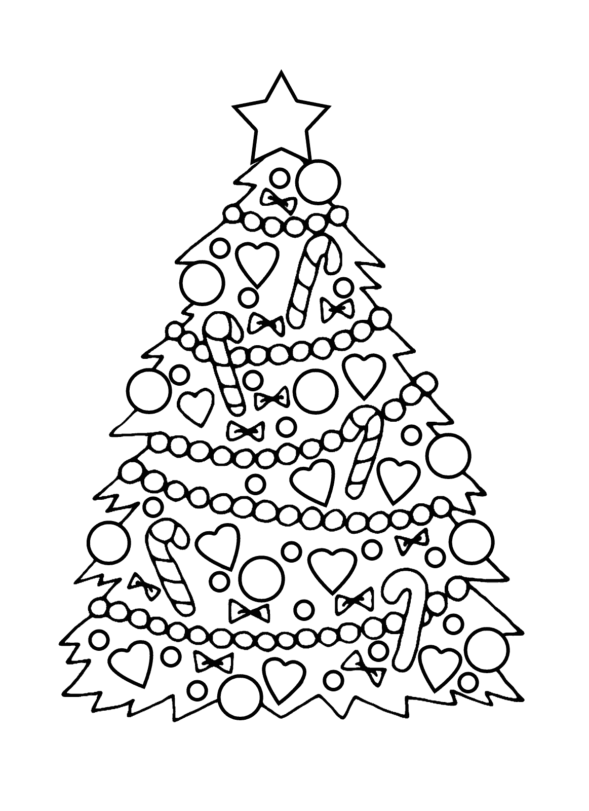 Coloriage  Arbre de Noël avec des ornements