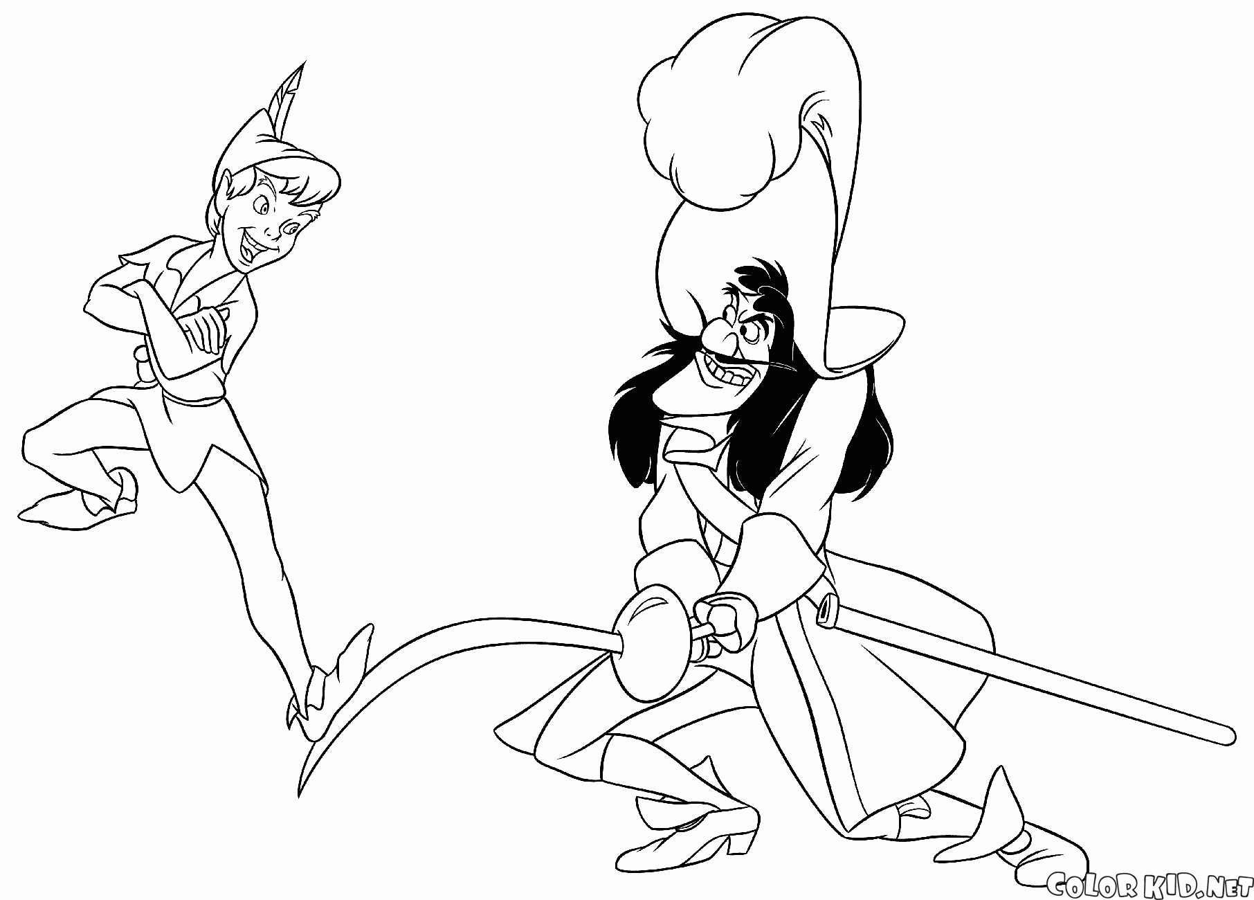 Coloriage Peter Pan et Capitaine Crochet 7