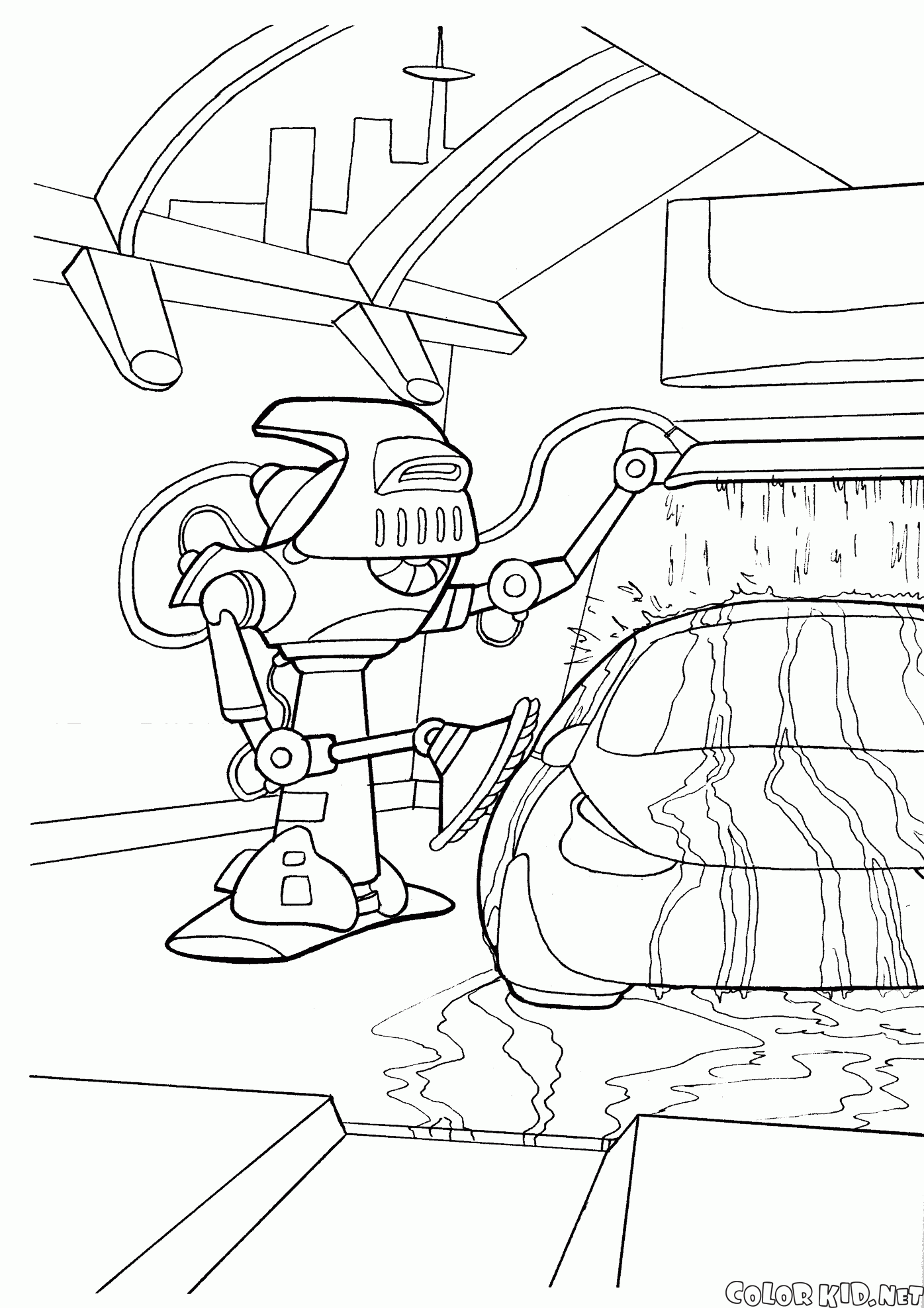 Coloriage Robot Lavage Voitures Coloriage Robot Lavage Voitures