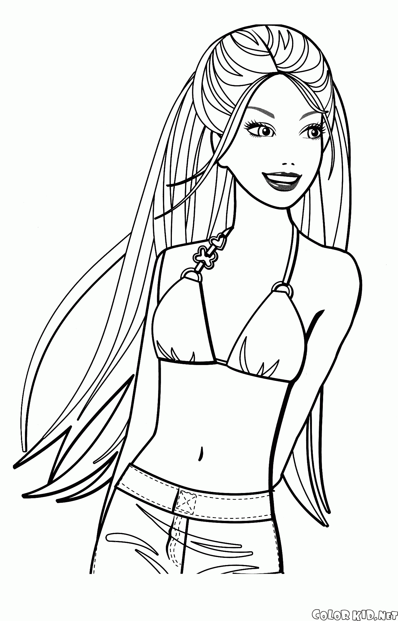 Coloriage Barbie dans un maillot de bain 4