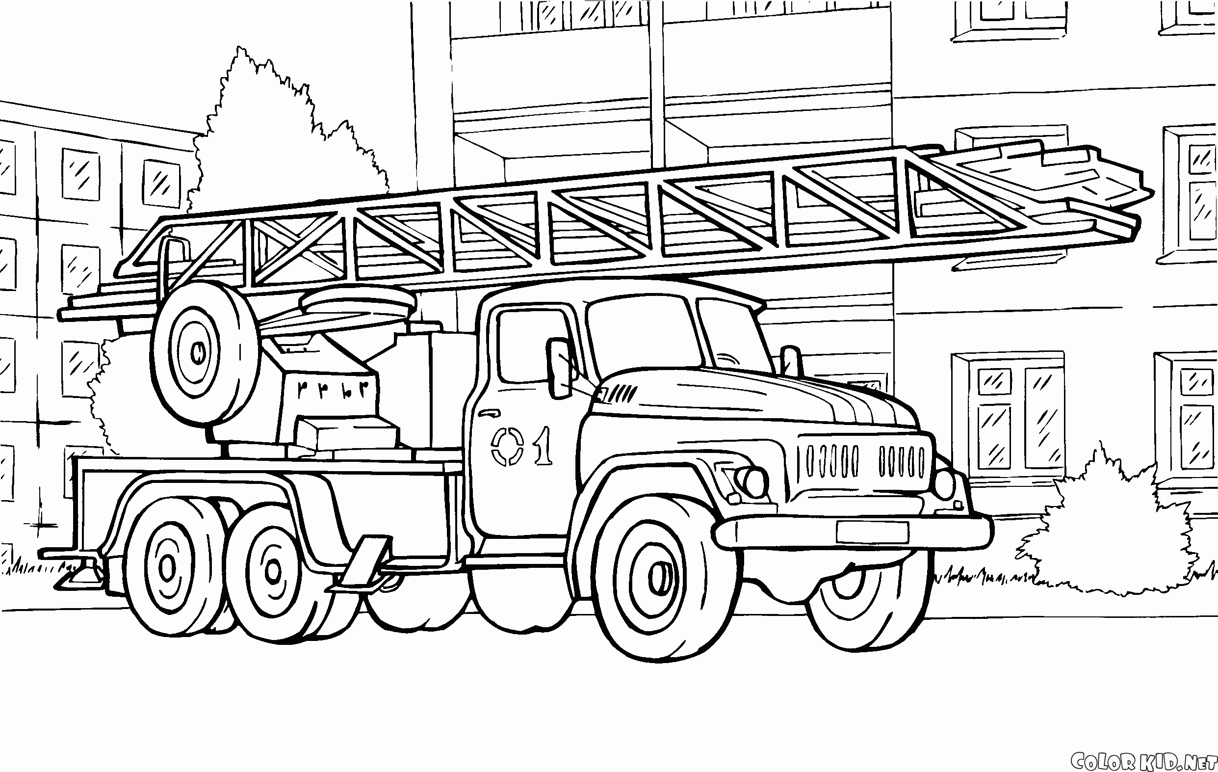 Coloriage De Camion De Pompier A Imprimer