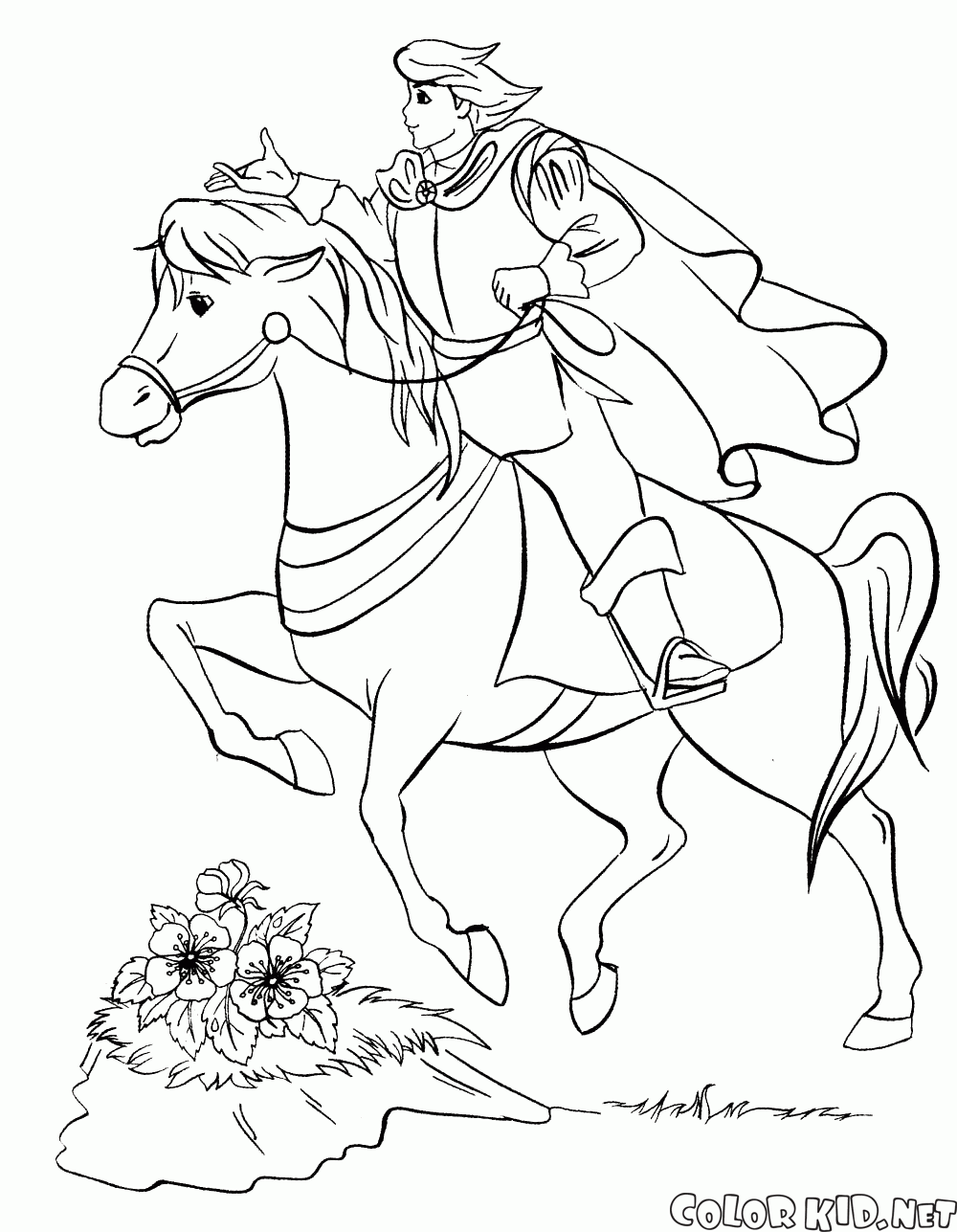 Coloriages Jeune princesse Prince le cheval