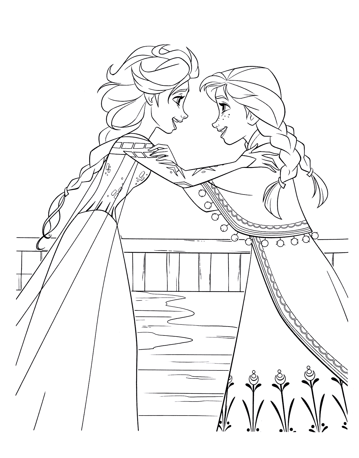 Coloriage  Elsa et Anna