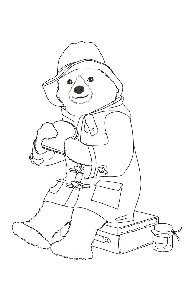 Coloriage - Paddington manger un sandwich