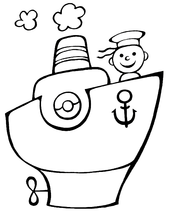 Coloriage  Bateau sur la machine à vapeur