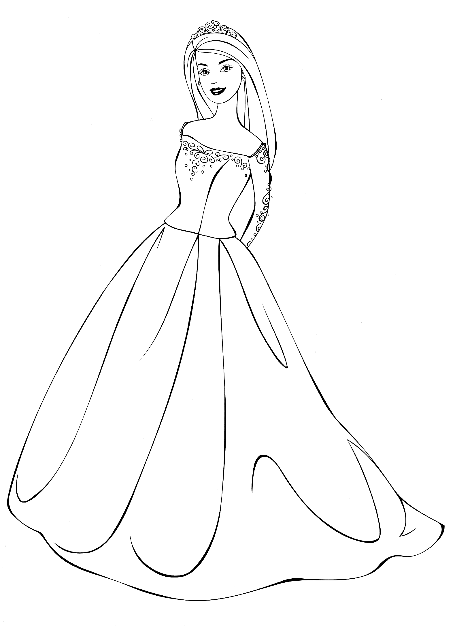 Coloriage  Barbie dans une robe de mariée