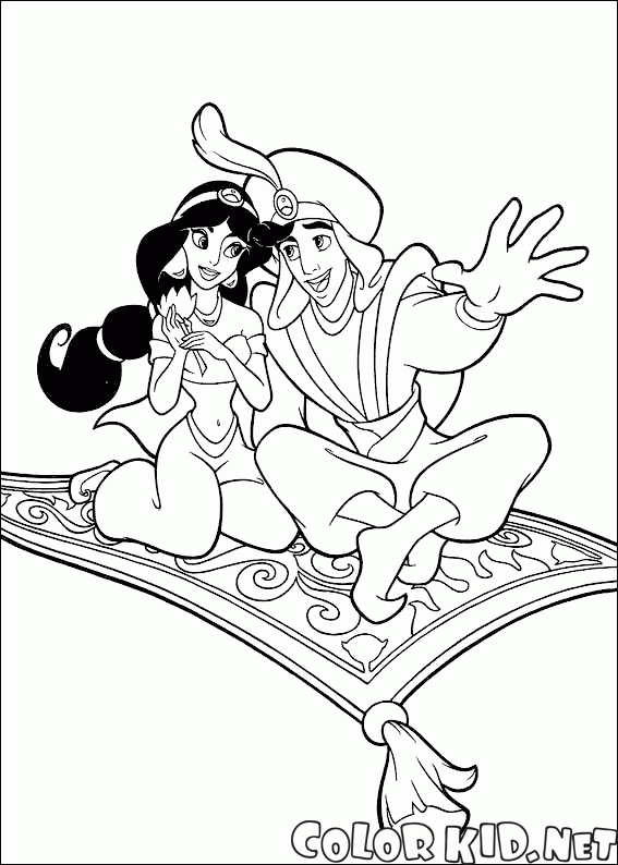 Aladdin et Jasmine sur le voyage
