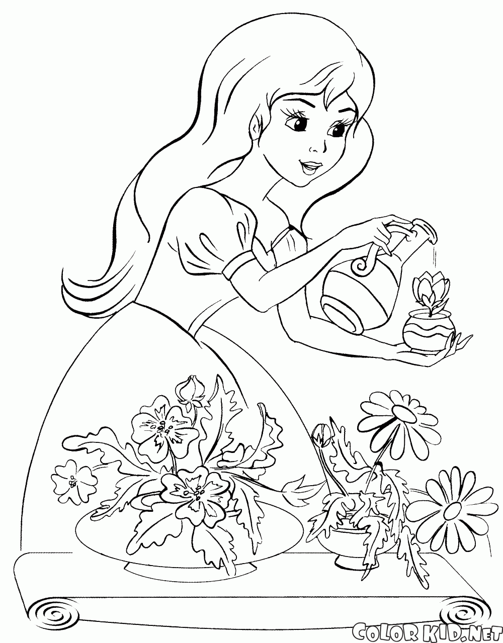 Princesse arrose les fleurs