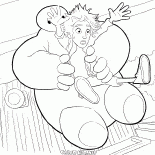 Baymax et Hiro volant vers le bas