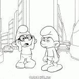 Schtroumpf à lunettes et Schtroumpf grognon