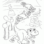 Castors de bébé et bébé dinosaure