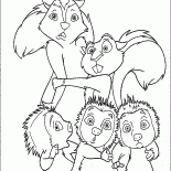 Skunk, écureuil et le porc-épic