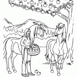 Native American avec des pommes