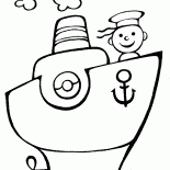 Bateau sur la machine à vapeur