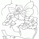 Fille Elf et un oiseau