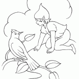 Elf parler avec un oiseau