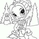 Fille sculpte bonhomme de neige