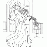 Barbie et un bouquet de fleurs