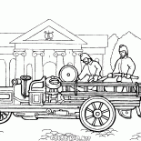 Le premier camion de pompiers