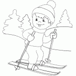 Boy ski dans les bois