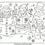Famille de bonhommes de neige