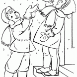 Enfants attraper les flocons de neige