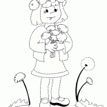 Fille avec des pissenlits