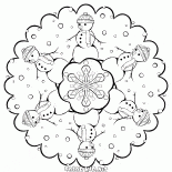 Flocon de neige avec des bonhommes de neige