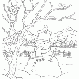Bonhomme de neige portant un foulard et un chapeau