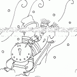 Bonhomme de neige et traîneau