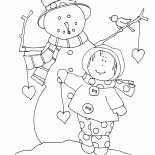 Bonhomme de neige et une fille